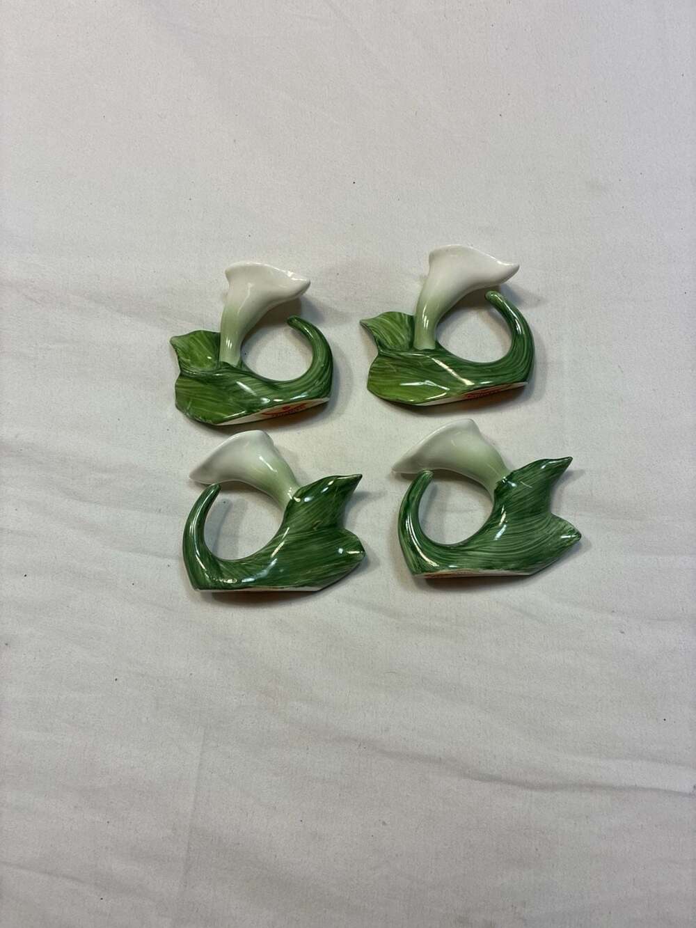 Vintage Pia Philippines Bone China Calla Lily Napkin Rings - Set of 4